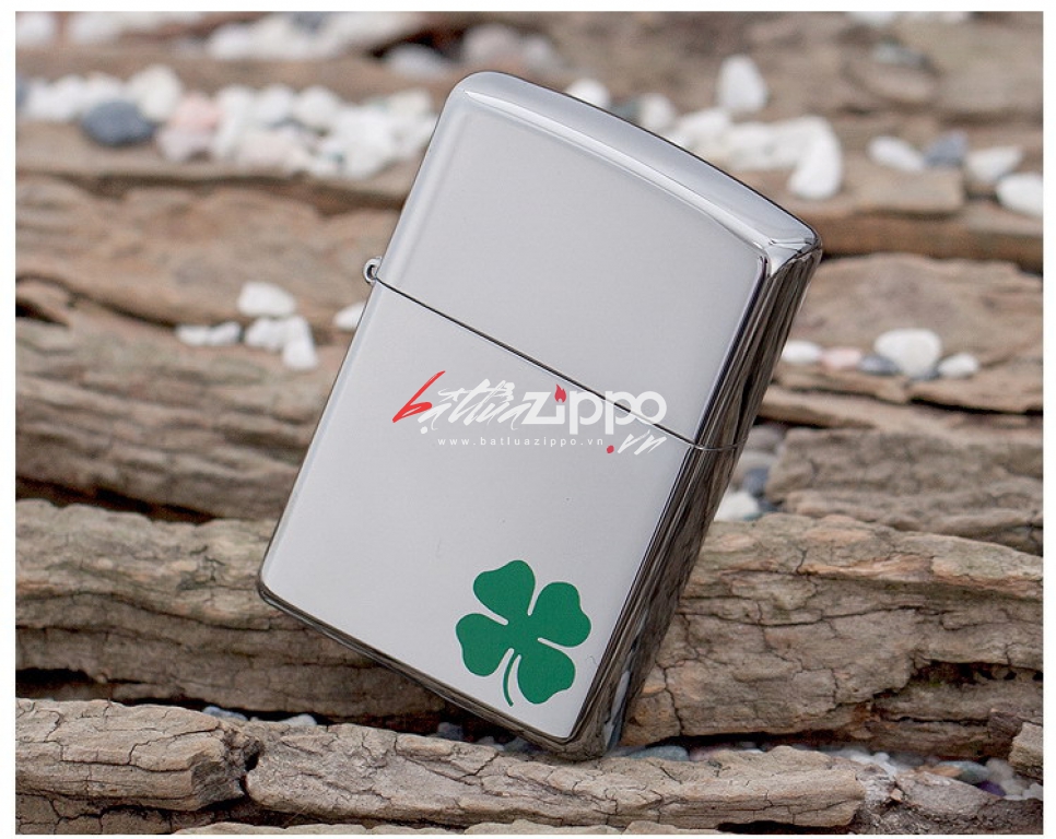 Bật lửa Zippo chính hãng 24007 cỏ 4 lá măn máy