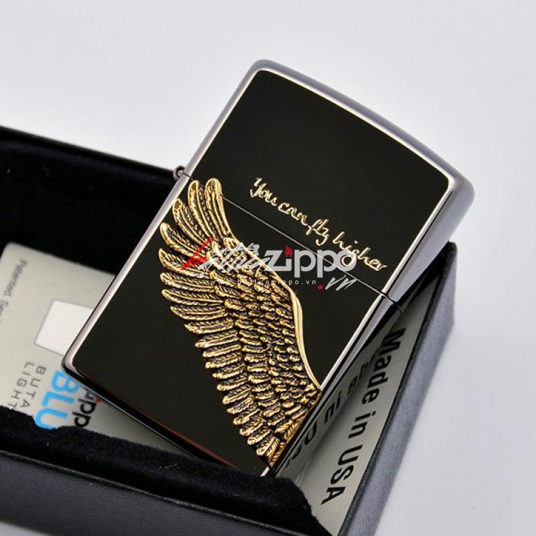 Bật lửa Zippo chính hãng Angel Wings màu đen