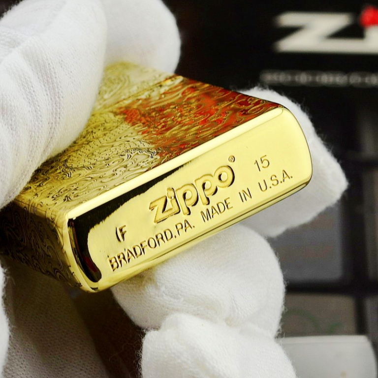 Zippo Chính Hãng Đồng Bóng Khắc Rồng May Mắn Tài Lôc