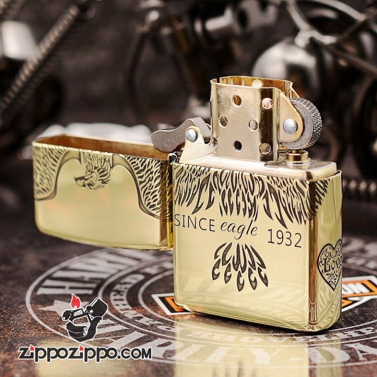 Bật Lửa Zippo Chính Hãng Màu Đồng Khắc hình since eagle