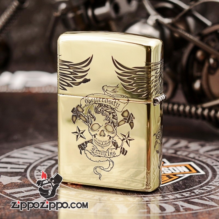 Bật Lửa Zippo Chính Hãng Màu Đồng Khắc hình since eagle