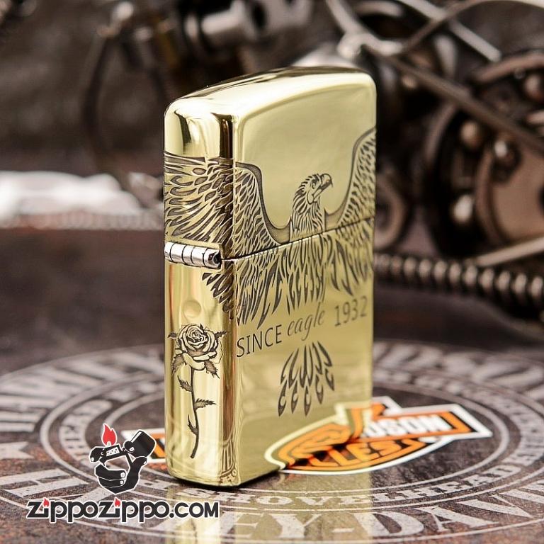 Bật Lửa Zippo Chính Hãng Màu Đồng Khắc hình since eagle