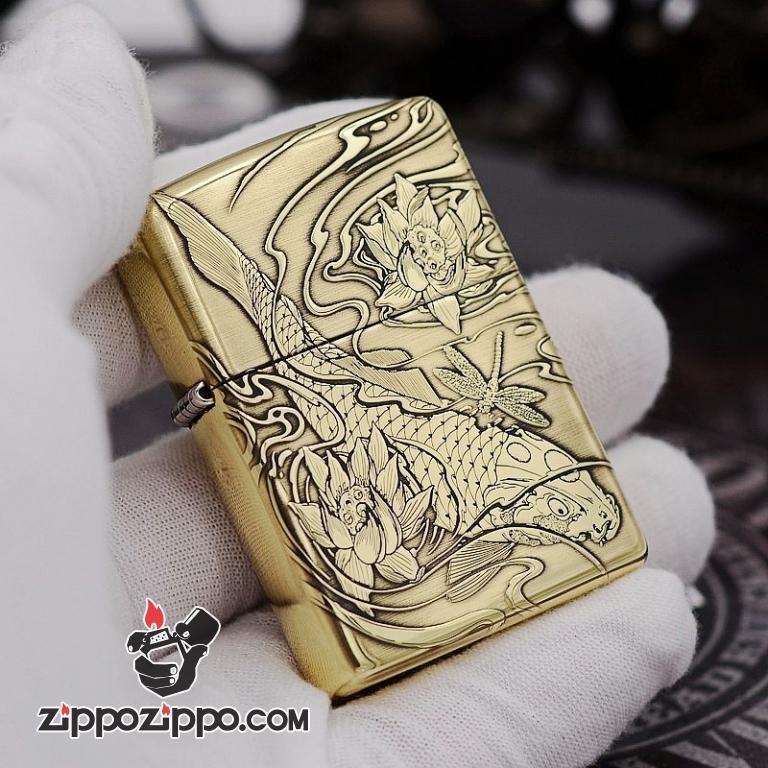 Bật Lửa Zippo Phiên Bản Armor Khắc Cá Chép Vượt Vũ Môn