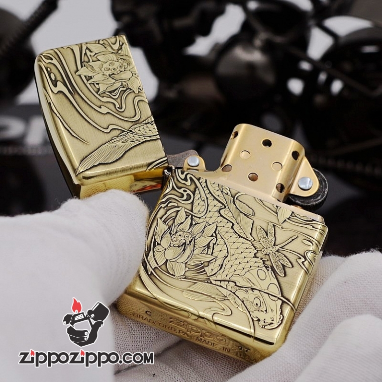 Bật Lửa Zippo Phiên Bản Armor Khắc Cá Chép Vượt Vũ Môn