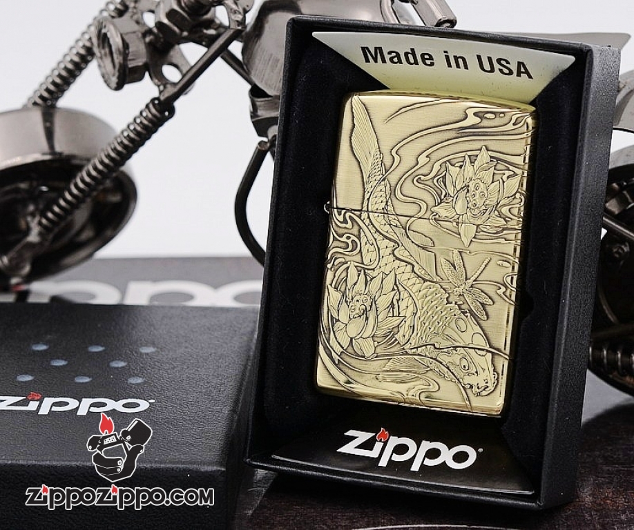 Bật Lửa Zippo Phiên Bản Armor Khắc Cá Chép Vượt Vũ Môn