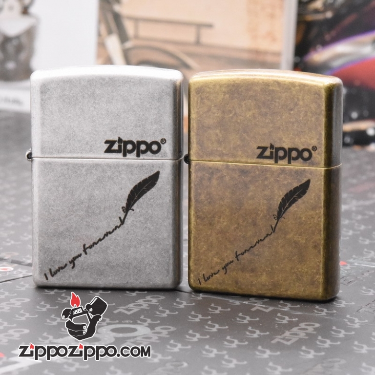 Zippo Mạ Đồng Giả Cổ KHắc Tôi Yêu Bạn Mãi Mãi