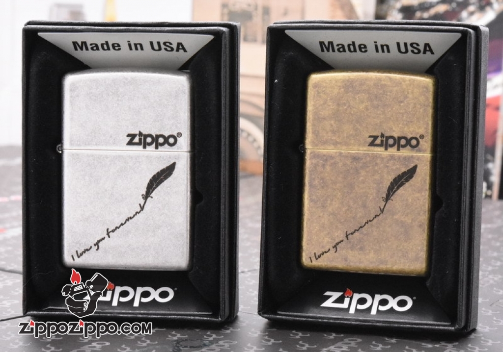 Zippo Mạ Đồng Giả Cổ KHắc Tôi Yêu Bạn Mãi Mãi