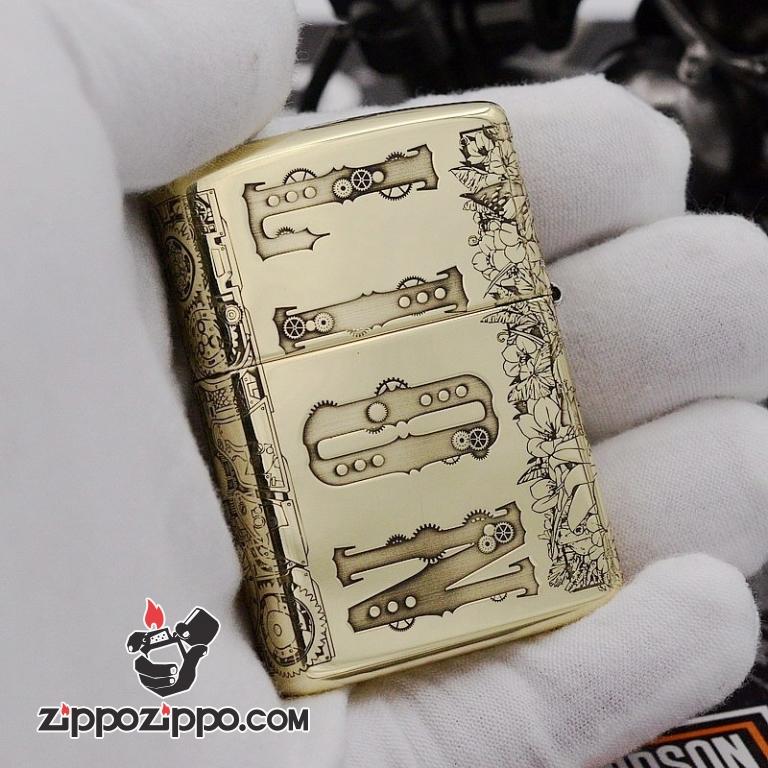 Bật Lửa Zippo Chính Hãng CHất Liệu Đồng Khắc lion punk