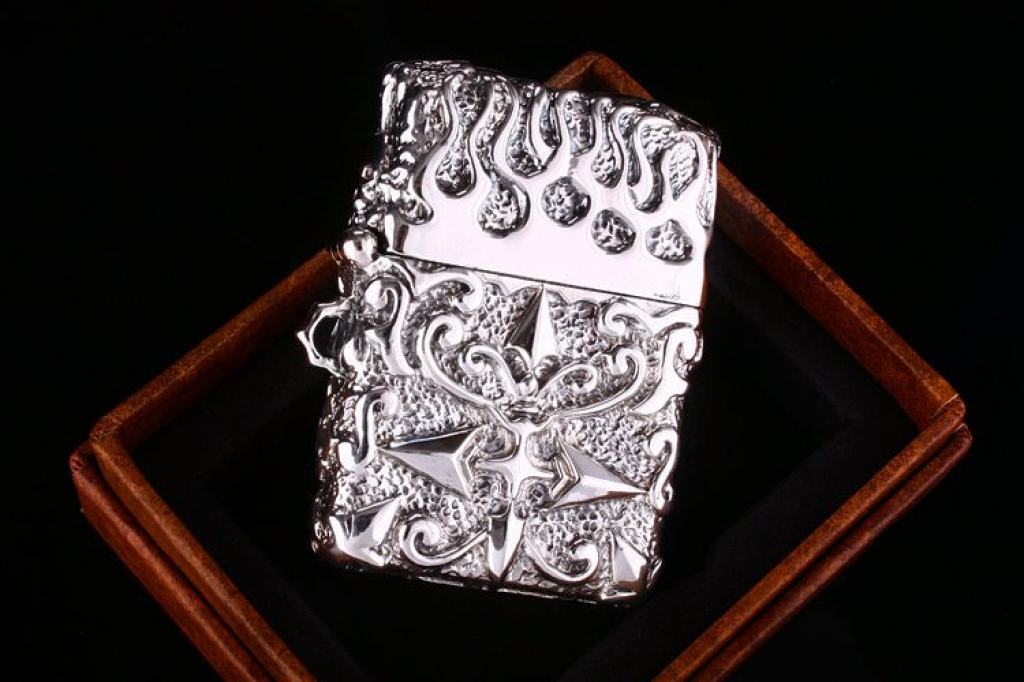 Bật lửa zippo Mỹ  điêu khắc handmade bạc tây tạng phiên bản giới hạn xuất nhật bản