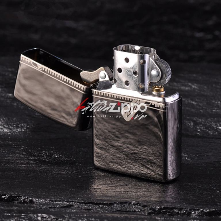 Bật lửa zippo chính hãng đen tuyền dây kéo cổ điển 21.088