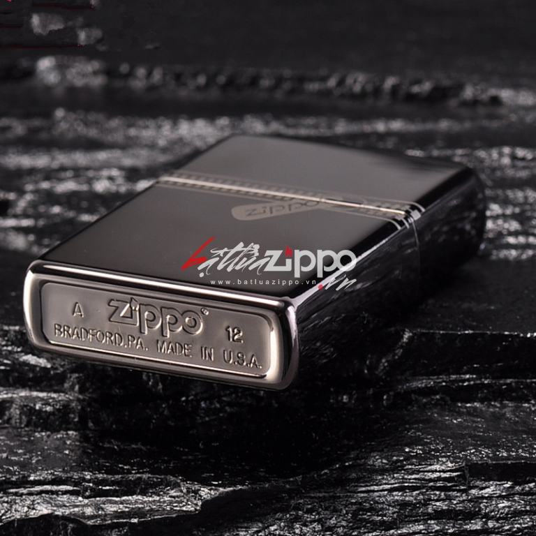 Bật lửa zippo chính hãng đen tuyền dây kéo cổ điển 21.088