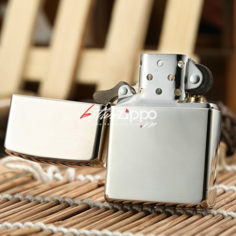 Zippo 15 - Bật lửa zippo chính hãng nguyên khối bạc trơn bóng