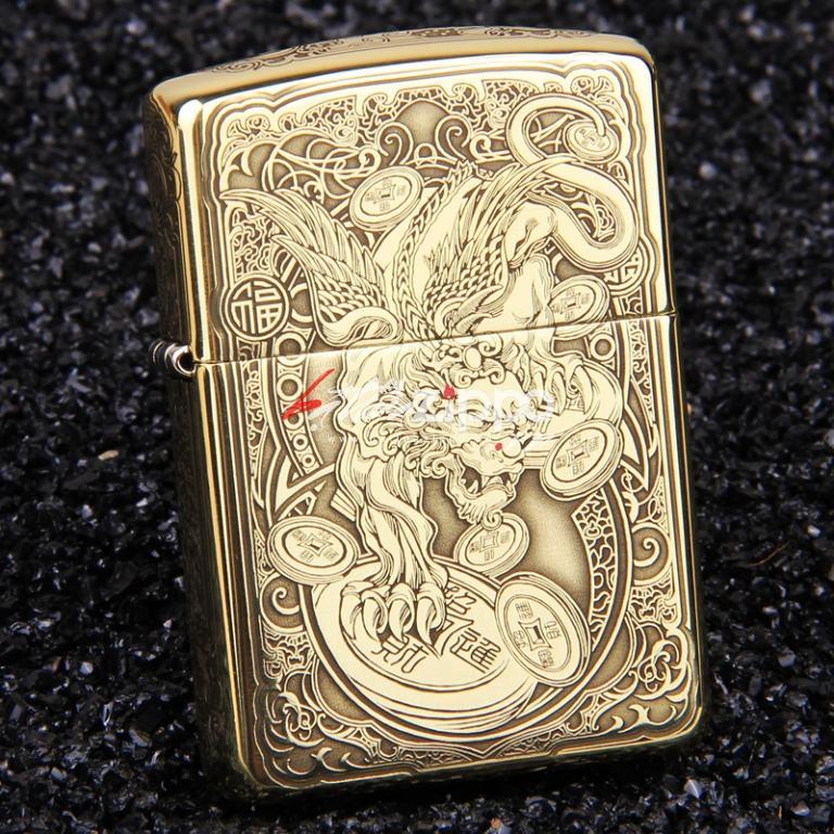 Bật lửa Zippo chính hãng đồng khắc hình tỳ hưu armor