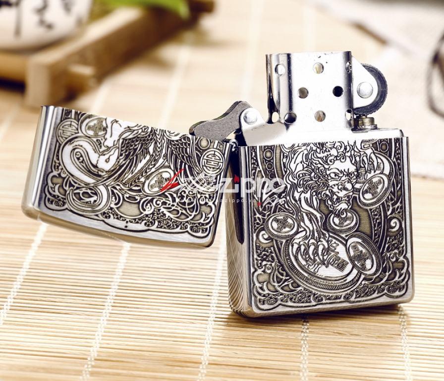 BẬt lửa Zippo chính hãng Nhật khắc hình kỳ lân Ver