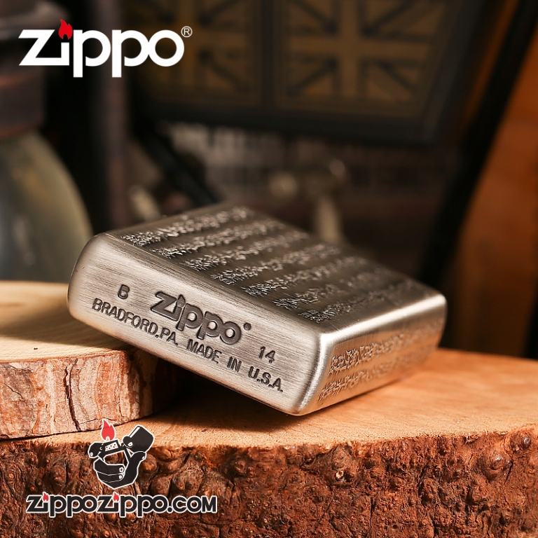 Bật lửa Zippo khắc nổi Tâm kinh màu bạc