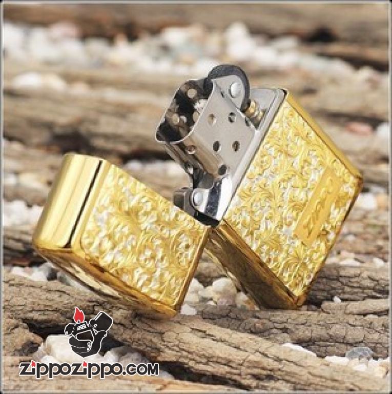 Bật lửa ZIppo Đồng trạm khắc hoa văn Arabesque K-10