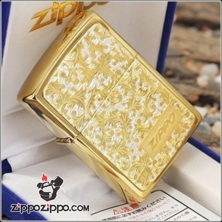 Bật lửa ZIppo Đồng trạm khắc hoa văn Arabesque K-10