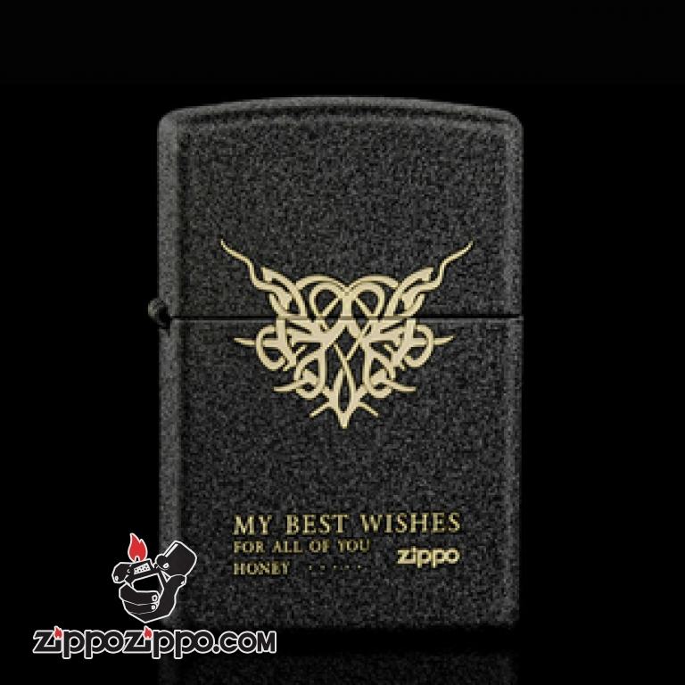 Bật lửa Zippo phiên bản đen nứt MY BEST WISHES