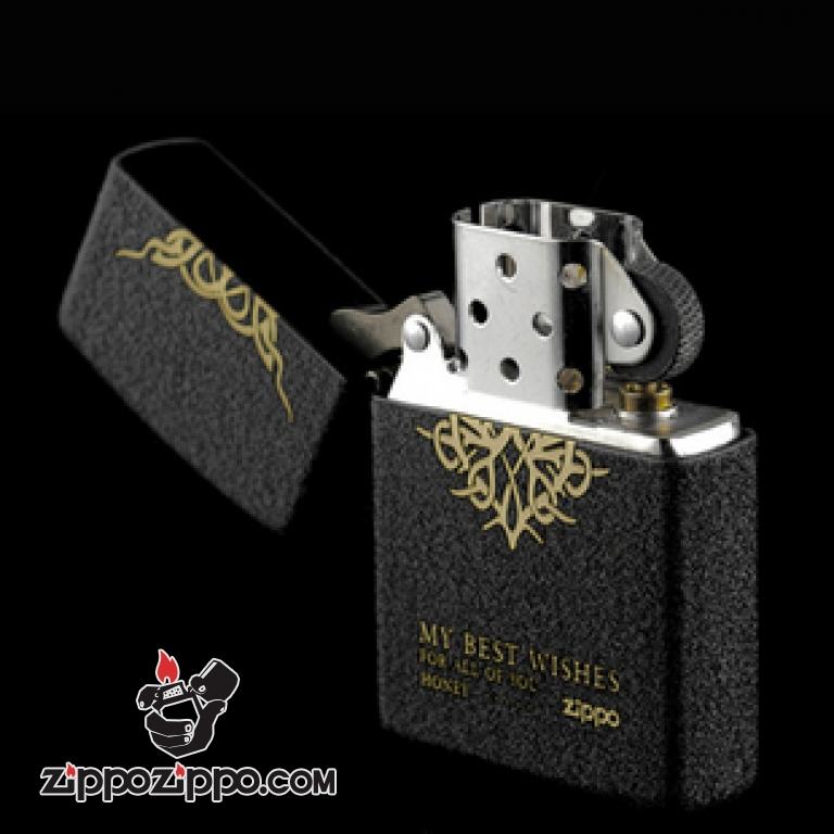 Bật lửa Zippo phiên bản đen nứt MY BEST WISHES