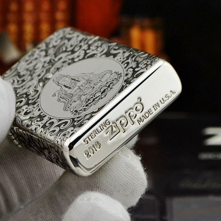 Bật lửa Zippo Bạc nguyên khối khắc Quan Thế Âm Bồ Tát