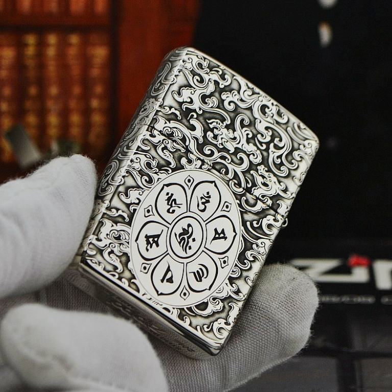 Bật lửa Zippo Bạc nguyên khối khắc Quan Thế Âm Bồ Tát