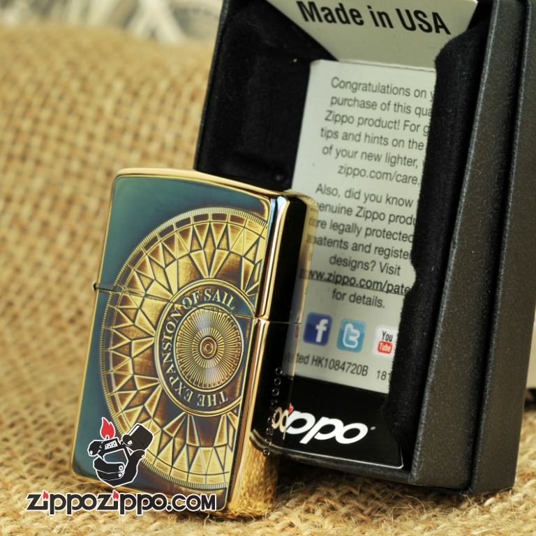 Bật lửa Zippo phiên bản đồng màu khắc la bàn giới hạn
