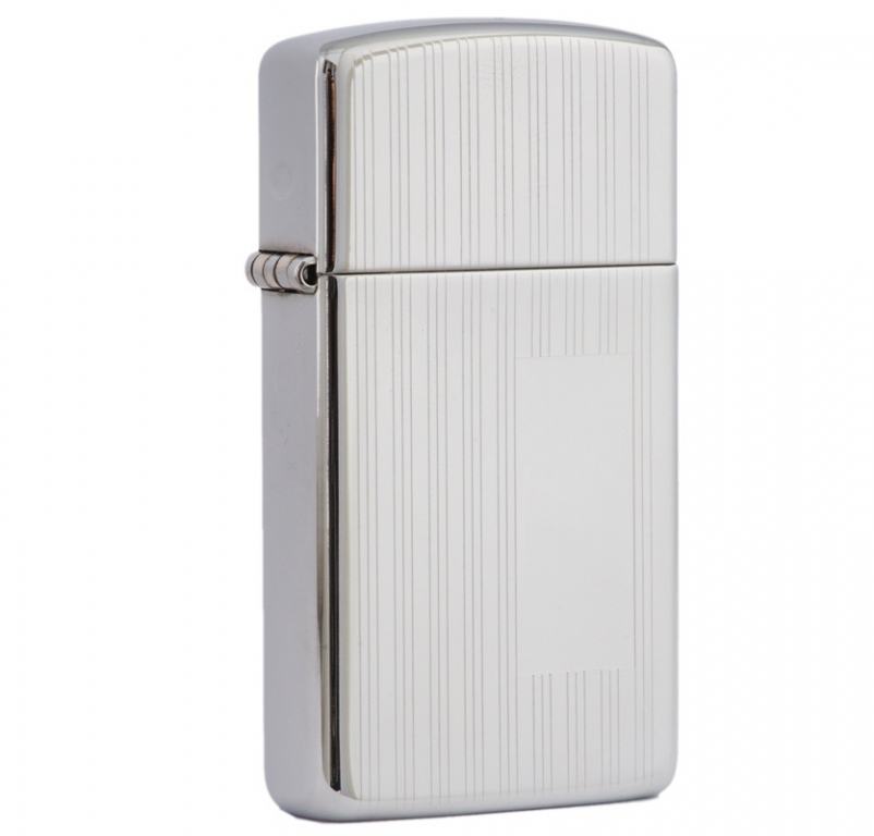 Bật Lửa Zippo Bản Nhỏ Mạ Crome Bóng Kẻ Sọc -SKU 1615 – Zippo Slim Ribbon High Polish Chrome