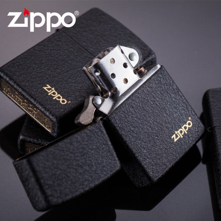 Bật Lửa Zippo Sơn Tĩnh Điện Đen Nhám - Logo Zippo SKU 236 - Zippo Black Crackle Logo