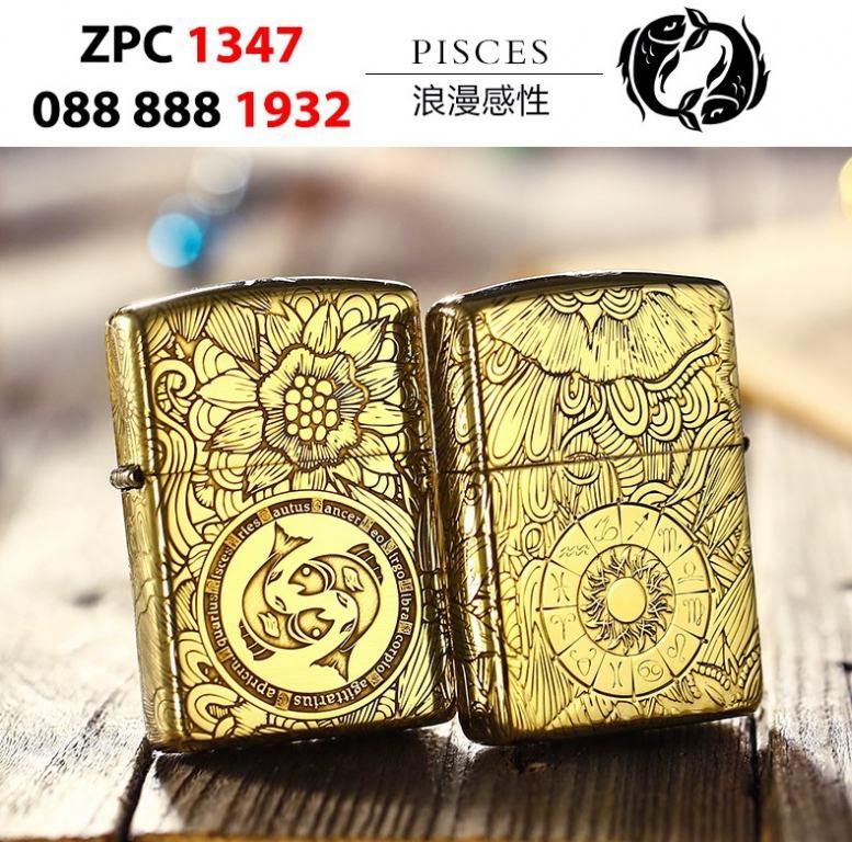 Zippo Chính Hãng Đồng Khắc Cung Hoàng Đạo Song Ngư