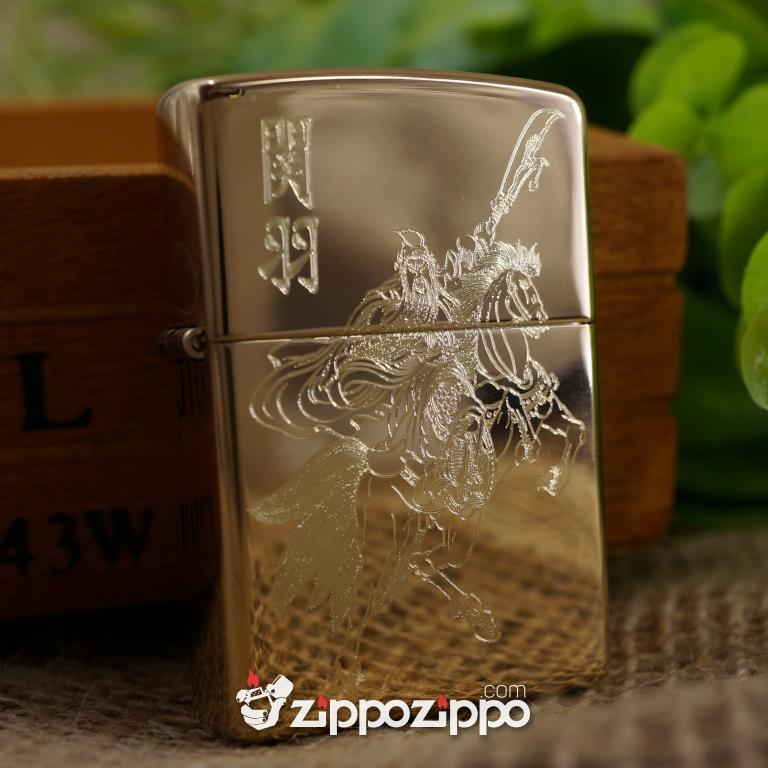 zippo đồng khắc quan công cưỡi ngựa