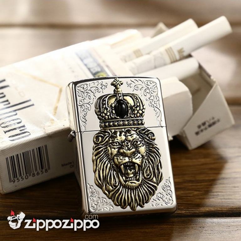 Bật Lửa Zippo Khắc Đầu Sư Tử Đội Vương Niện