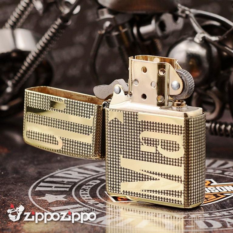 Bật Lửa Zippo Màu Đồng Khắc Logo Marlboro Bản Armor