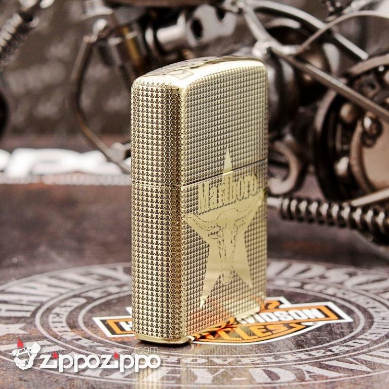 Bật Lửa Zippo Màu Đồng Khắc Logo Marlboro Bản Armor