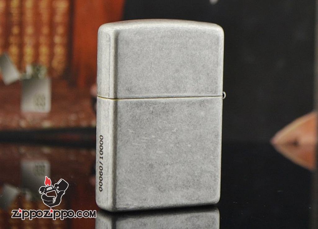 Bật Lử Zippo Màu Bạc Cổ Khắc Phù Hiệu SHAEF