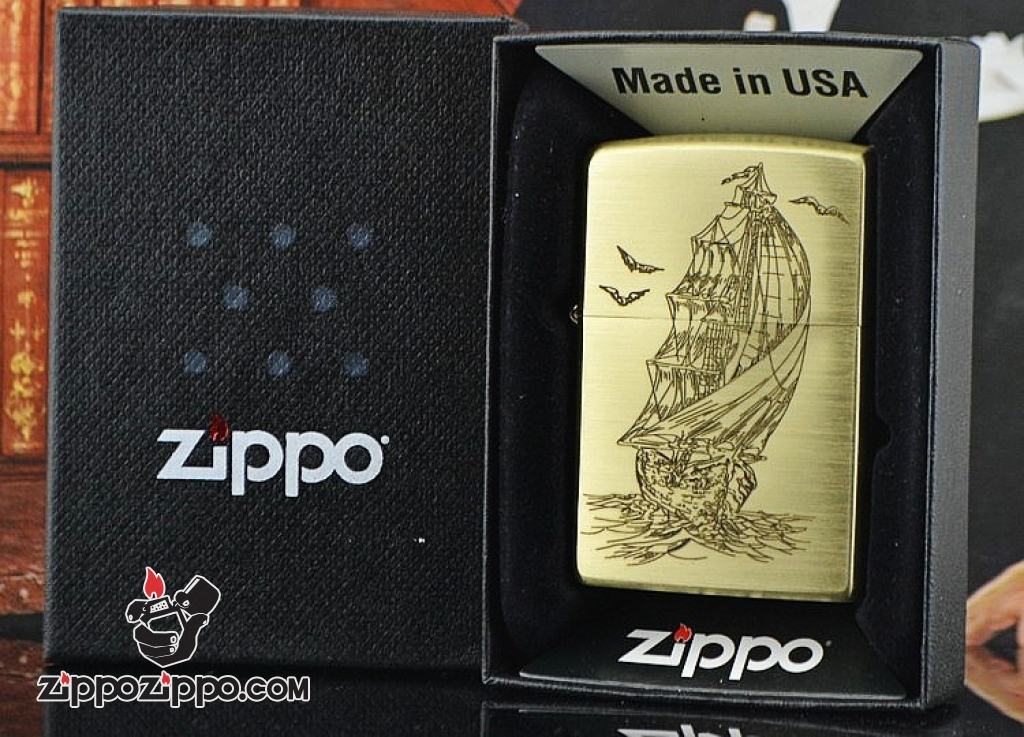 Zippo Chính Hãng Đồng xước Khắc Thuận Buồm Xuôi Gió