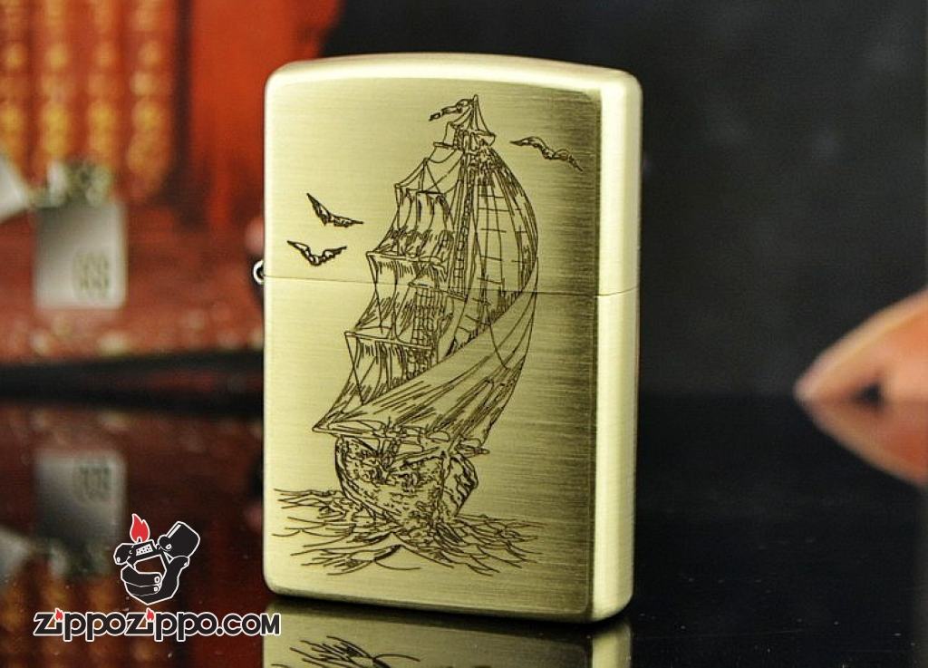 Zippo Chính Hãng Đồng xước Khắc Thuận Buồm Xuôi Gió