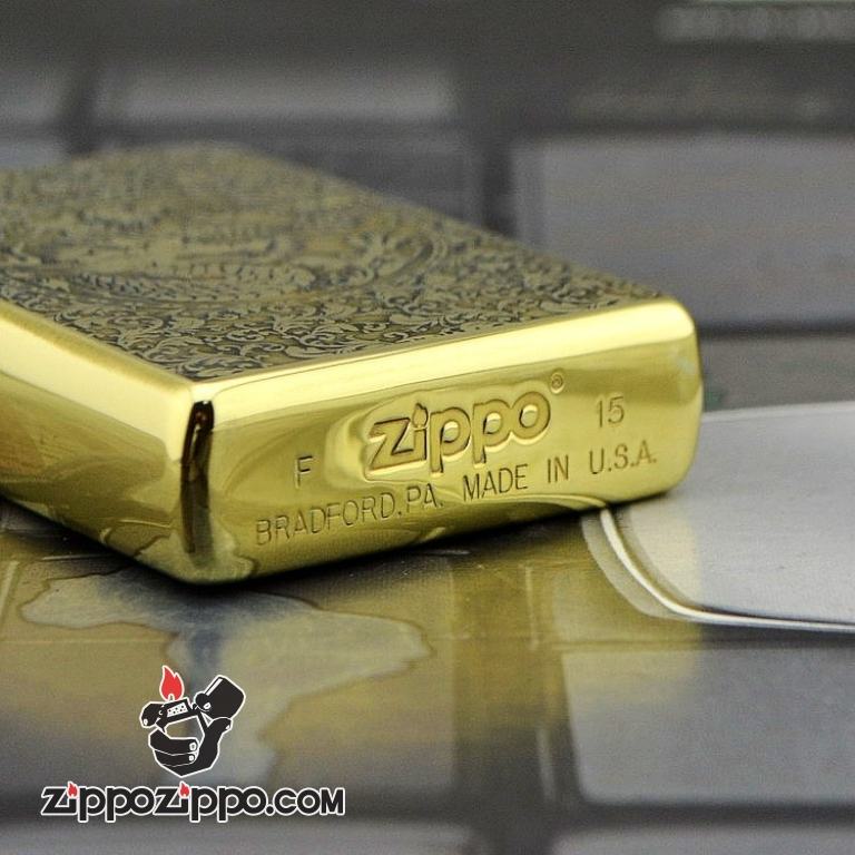 Bật lửa zippo đồng bóng khắc rồng phượng