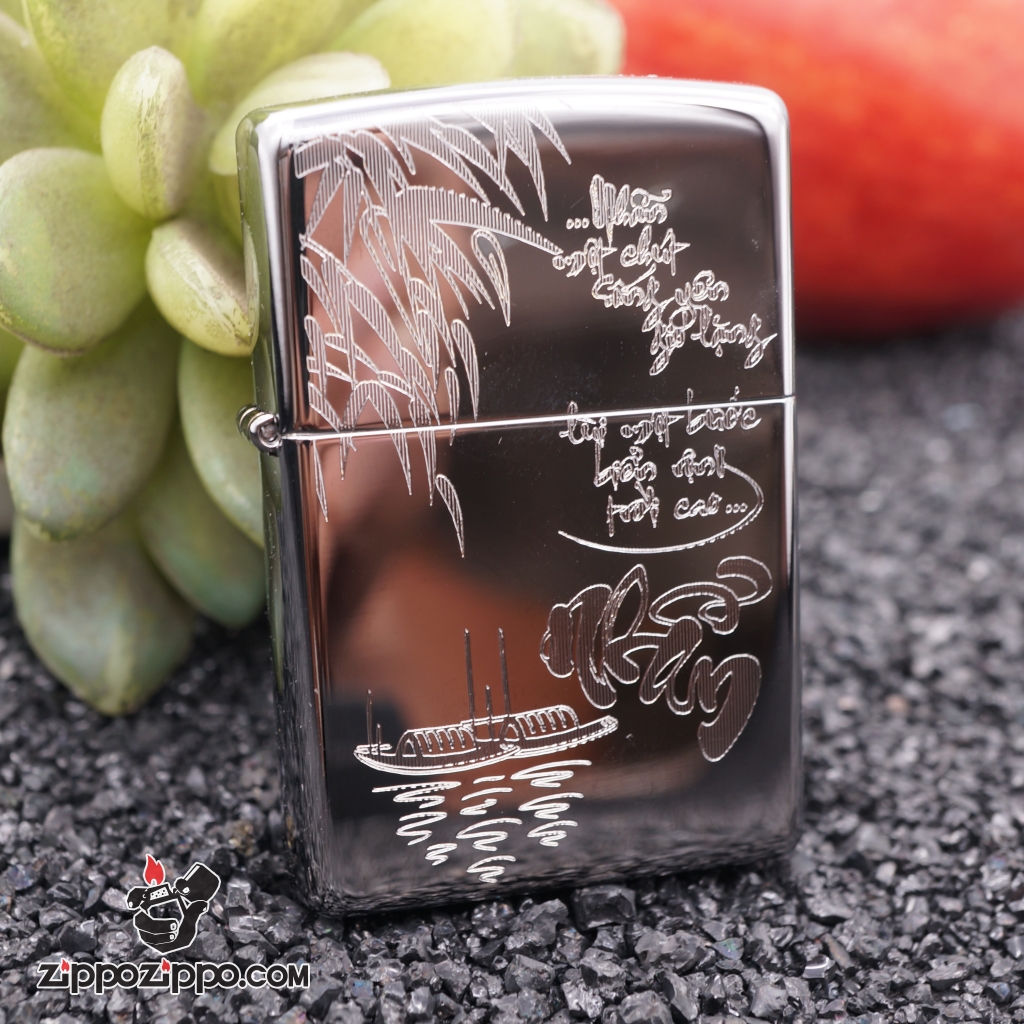 Bật lửa zippo khắc chữ nhẫn mầu bạc