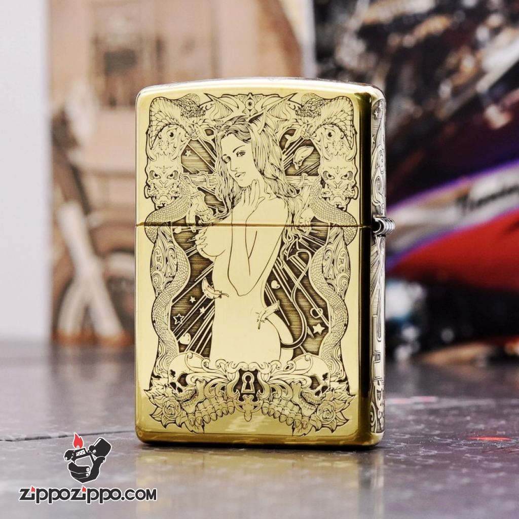 Zippo chính hãng đồng khắc cô gái sexy quyến rũ