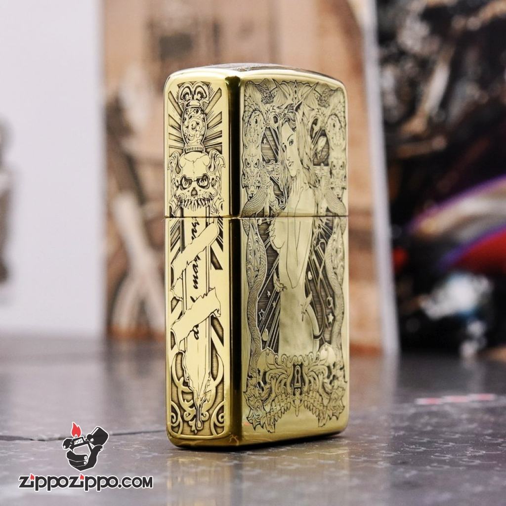 Zippo chính hãng đồng khắc cô gái sexy quyến rũ