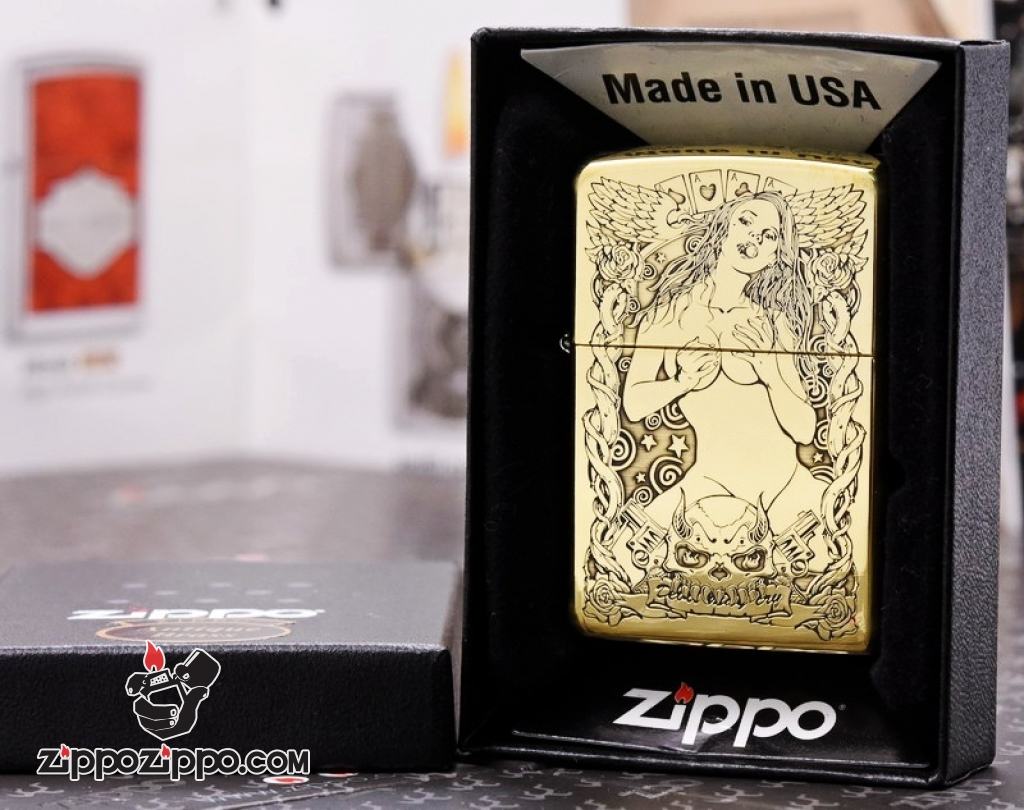 Zippo chính hãng đồng khắc cô gái sexy quyến rũ