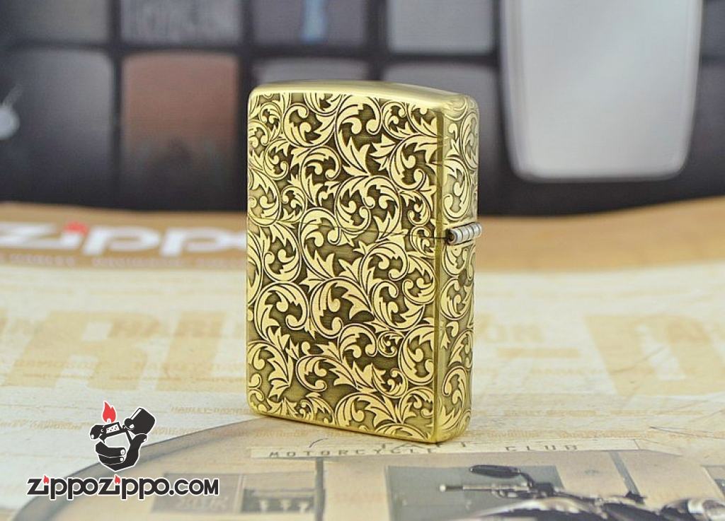 Zippo chính hãng đồng khắc hoa văn nổi logo zp