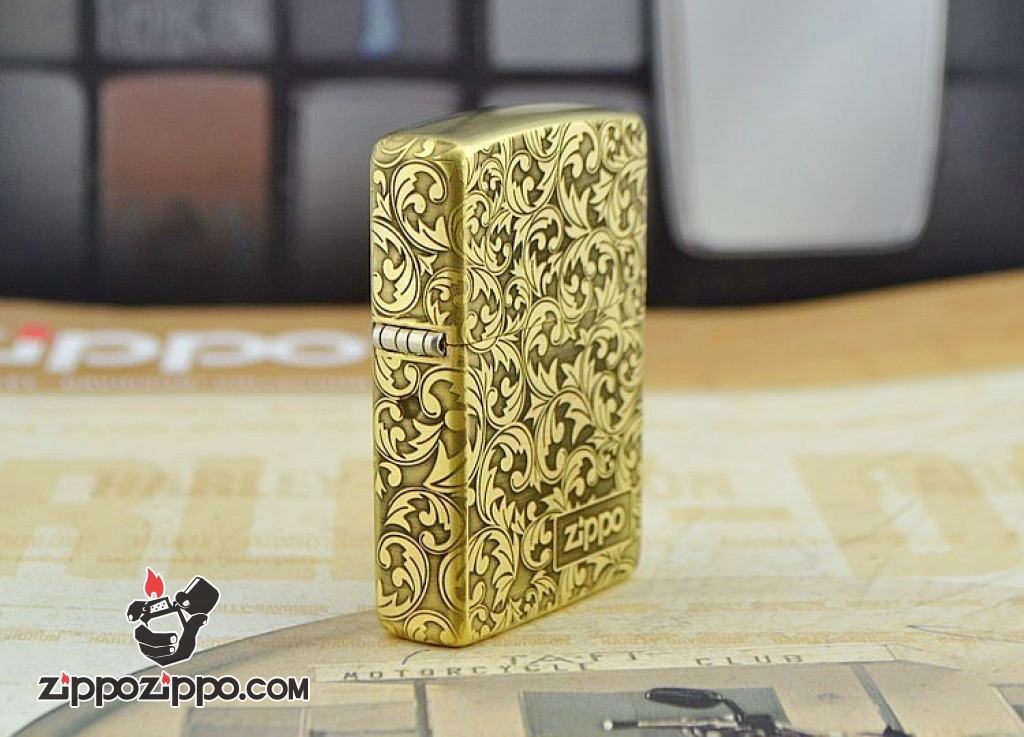 Zippo chính hãng đồng khắc hoa văn nổi logo zp