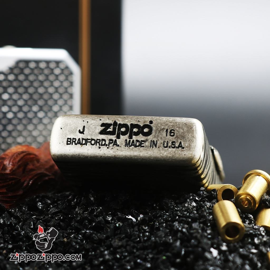 Bật Lửa Zippo Chính Hãng Màu Bạc Đúc Nguyên Mặt Hổ