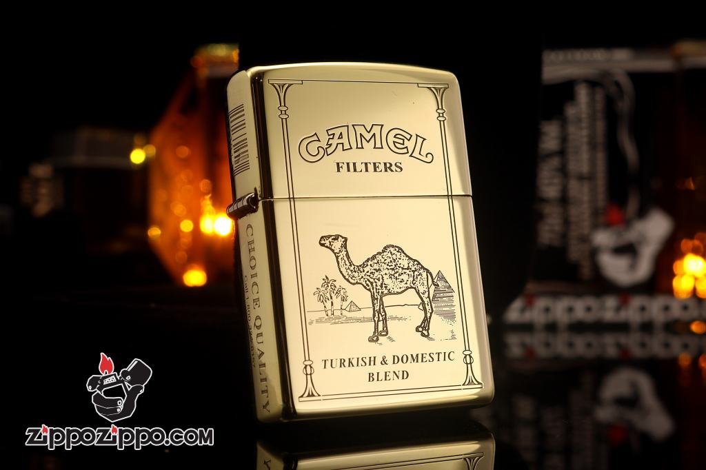 Bật lửa Zippo chính hãng đồng bóng khắc Lạc Đà CAMEL