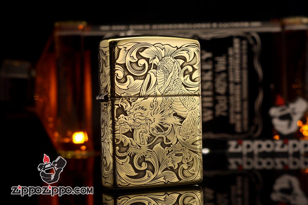 Zippo Chất Liêu Đồng Bóng Khắc Hình Rồng Nguyên Con