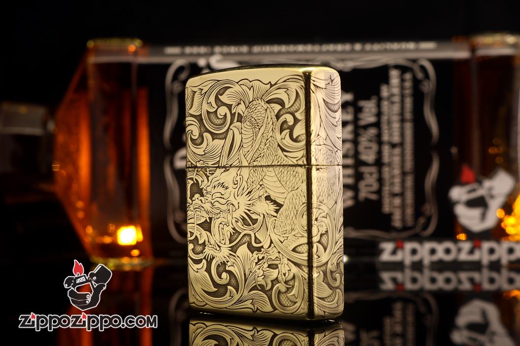 Zippo Chất Liêu Đồng Bóng Khắc Hình Rồng Nguyên Con