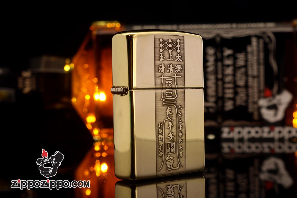 Bật lửa Zippo chính hãng đồng Bóng khắc bùa âm dương ngũ hành