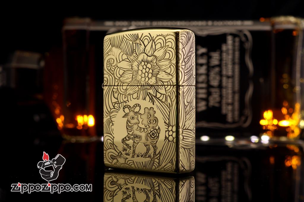 Zippo Chính Hãng Đồng Khắc 12 Con Giáp Tuổi Mùi