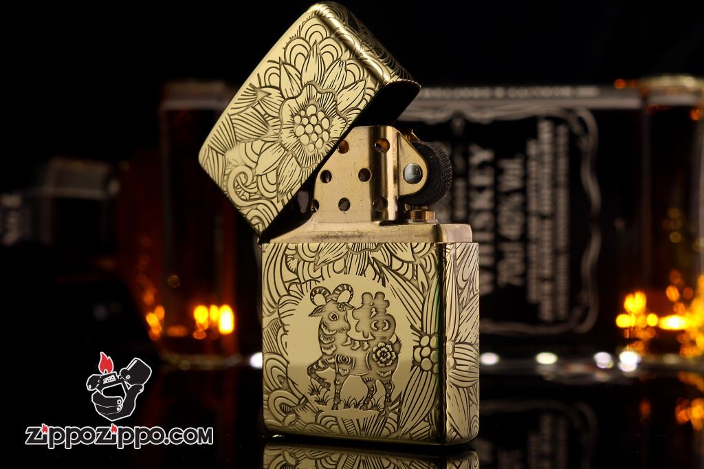 Zippo Chính Hãng Đồng Khắc 12 Con Giáp Tuổi Mùi